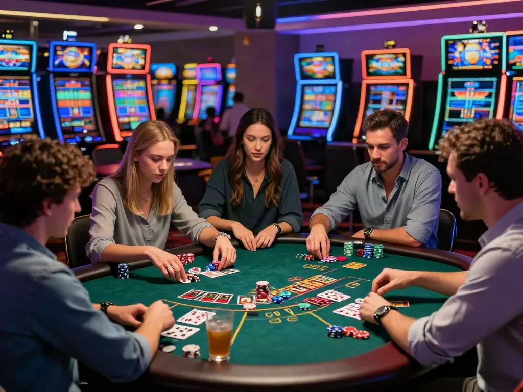 Engaged players enjoying live blackjack at the best credit card casinos.
