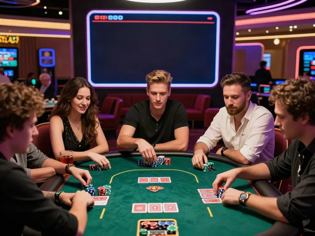 Engaging casino scene at http://11bet-app.net/ with friends enjoying a poker game.